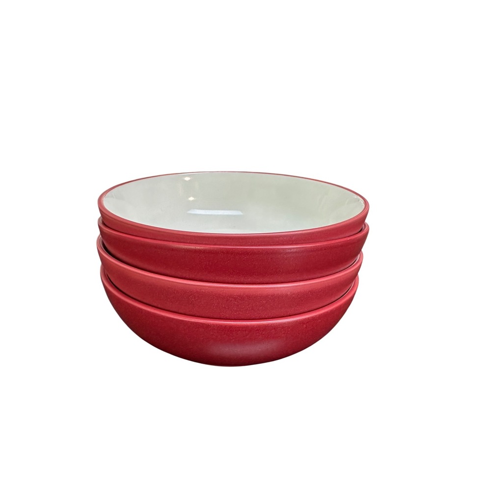 Noritake Colorwave‎ Raspberry Pasta Bowls Set of 4 Red Stoneware Cream Interior